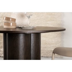 Triple - Spisebord i mocca farvet egefiner, diameter 110 cm.