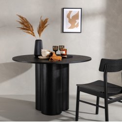 Triple - Spisebord i sort egefiner, diameter 110 cm.