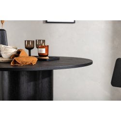 Triple - Spisebord i sort egefiner, diameter 110 cm.