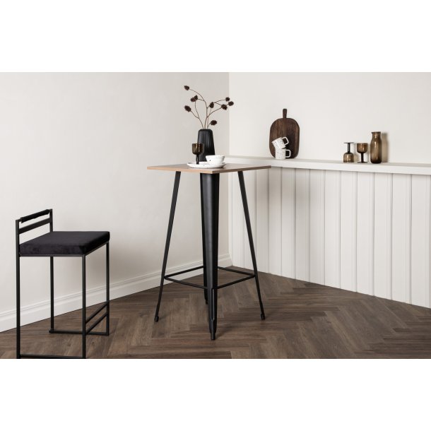 Winslet- Barbord i valnd dekor og sort metal