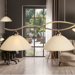 Kosmos- Loftlampe i bronze finish, tre sk�rme i glas
