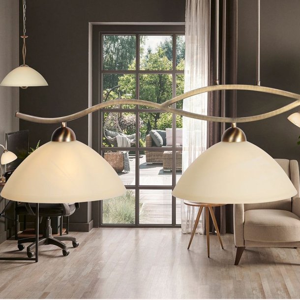Kosmos- Loftlampe i bronze finish, tre sk�rme i glas