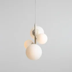 Dizzy - Loftlampe i cremefarvet metal og hvidt glas