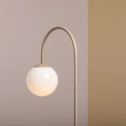 Twiggy - Bordlampe i beige metal og hvidt glas