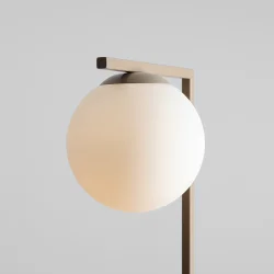 Moma - Gulvlampe i beige metal og hvidt glas
