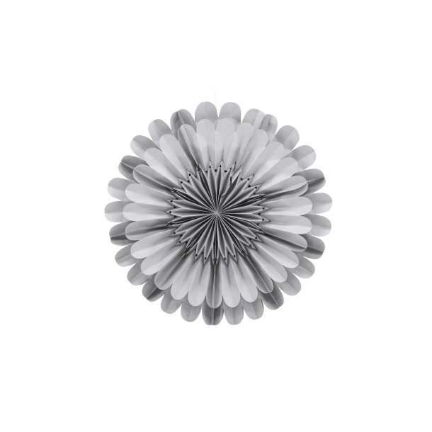 Juvela - Loftlampe i gr foldet papir, diameter 60 cm.