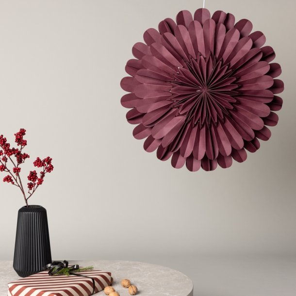 Juvela - Loftlampe i mrkerd foldet papir, diameter 60 cm.