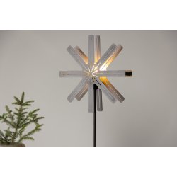 Platt- Bordlampe i mocca farvet metal, stjerneformet med LED lys, hjde 80 cm.