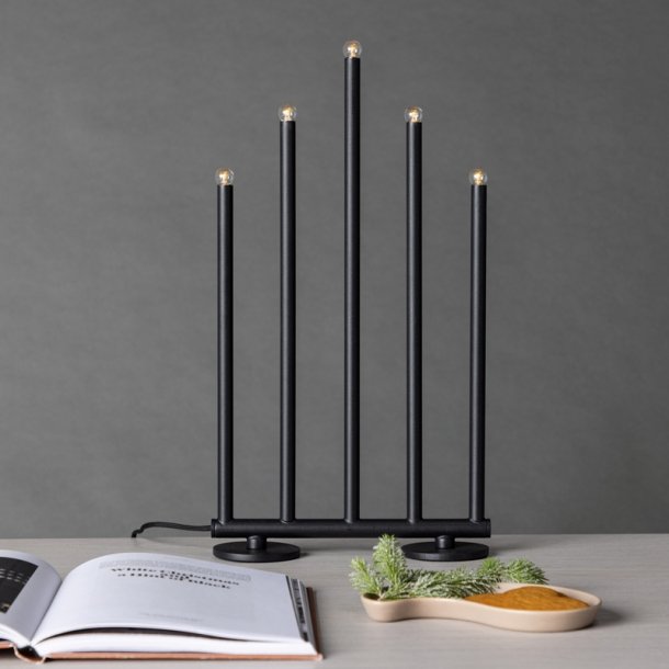 Smokey- Bordlampe i sort metal med fem dmpbare LED-lys