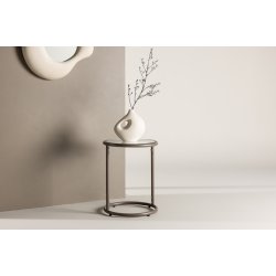 Flexy - Sofabord i brun metal med glastop