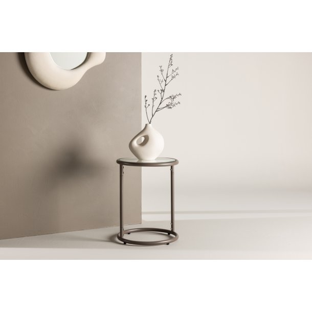 Flexy - Sofabord i brun metal med glastop