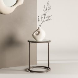 Flexy - Sofabord i brun metal med glastop