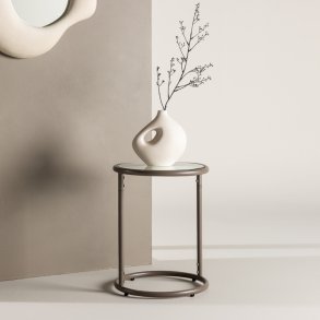 Flexy - Sofabord i brun metal med glastop