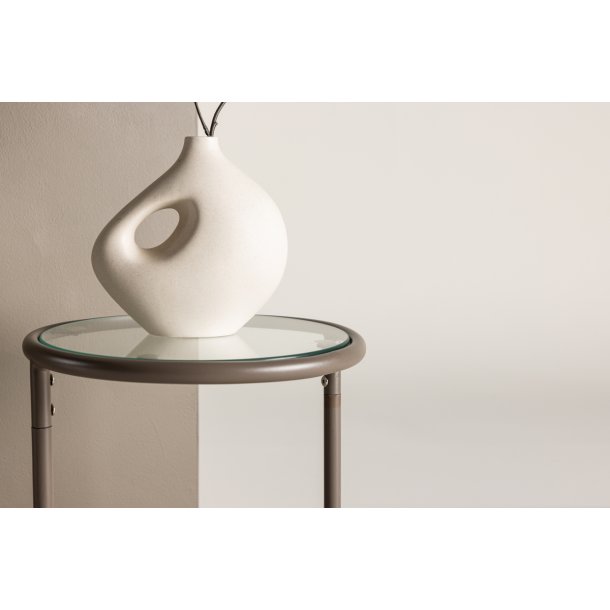 Flexy - Sofabord i brun metal med glastop