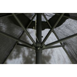 Garda - Spisebordsset med bord, seks stole og parasol i sort aluminium