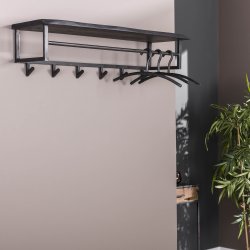 Acai87 - Hattehylde i massivt sort akacietr med knager