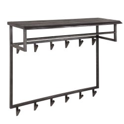 Acai88 - Hattehylde i massivt sortlakeret akacietr med knager