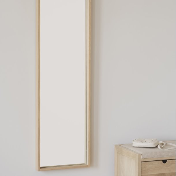Hillmond spejl, 40 x 150 cm., hvidpigmenteret lakeret eg