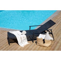 Ajim - Solvogne i sort aluminium og sort stof, 2 stk.