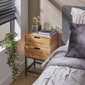 Laksi - Sngbord i akaciatr med 2 ldor