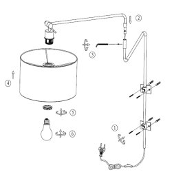 Hobson - vglampe i sort metal og sort stof