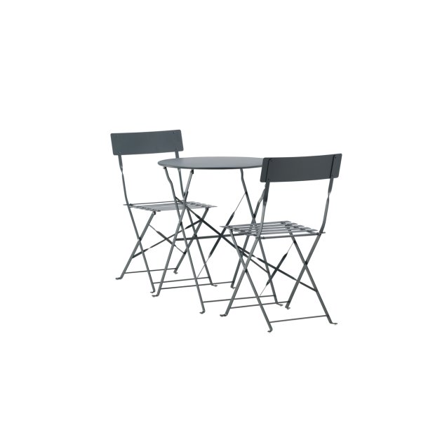 Korfus - Cafest med bord og to stole i mrkegrt stl