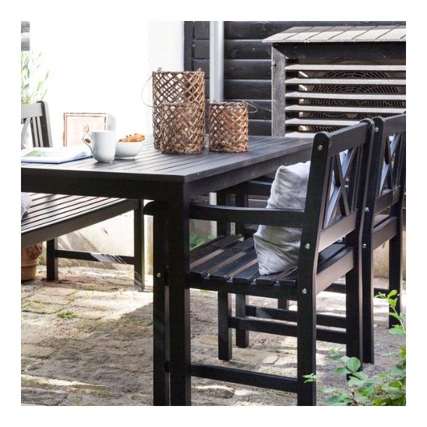 Croix - Havebord i sort mahogni,  80 x 165 cm.