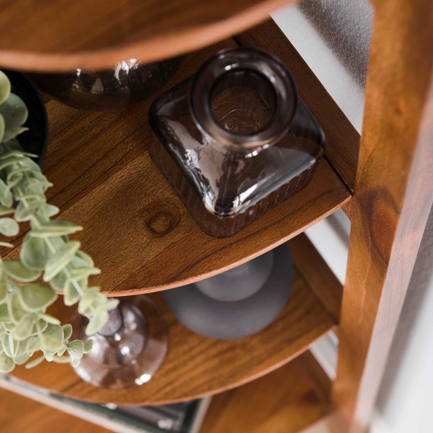 Velas - Reol til hjrnet i sandfarvet akacietr