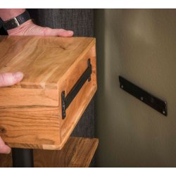 Bali - Sengebordi massiv akacietr med hylde og skuffe