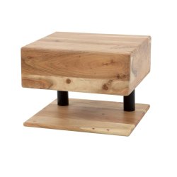 Bali - Sengebordi massiv akacietr med hylde og skuffe