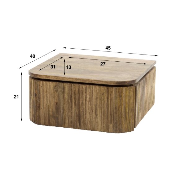 Zanzibar - Sengebord i massiv mangotr, vghngt