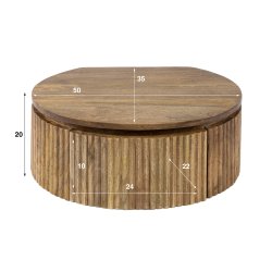 Zanzibar - Sengebord i massiv mangotr, vghngt, bredde 50 cm.