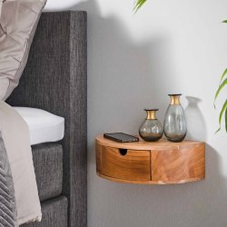 Bali - Sengebord i massiv akacietr med buet front