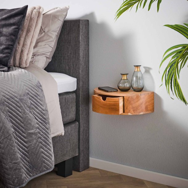 Bali - Sengebord i massiv akacietr med buet front