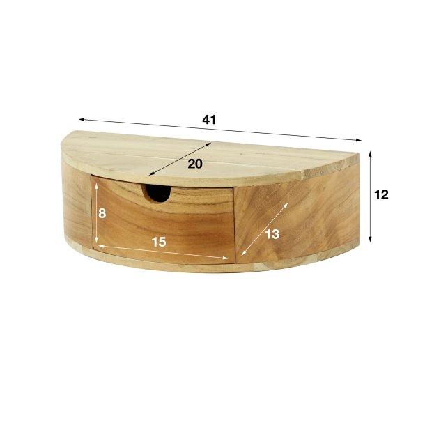 Bali - Sengebord i massiv akacietr med buet front