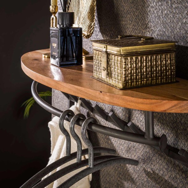 Vasto - Hattehylde i akacietr med seksten knager og bjlestang