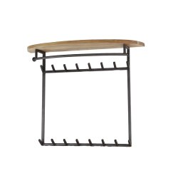 Vasto - Hattehylde i akacietr med seksten knager og bjlestang