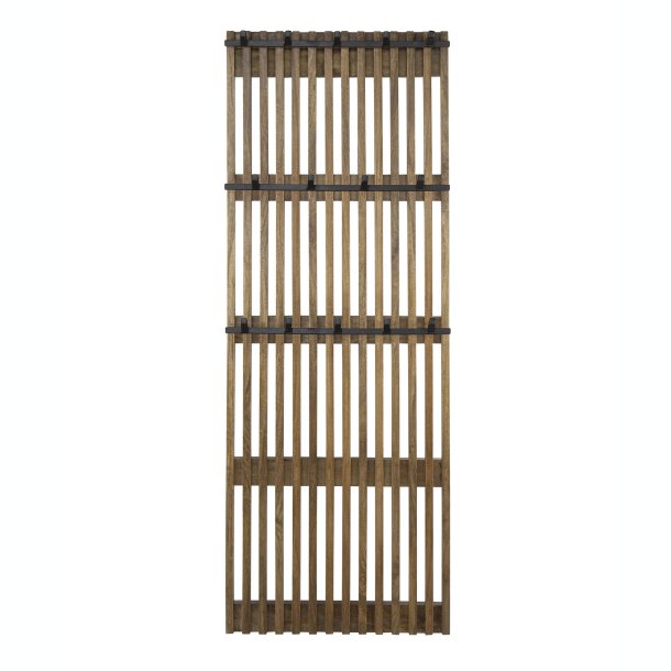 Azur - Knagerkke i massivt sandfarvet mangotr med 14 kroge i patineret metal