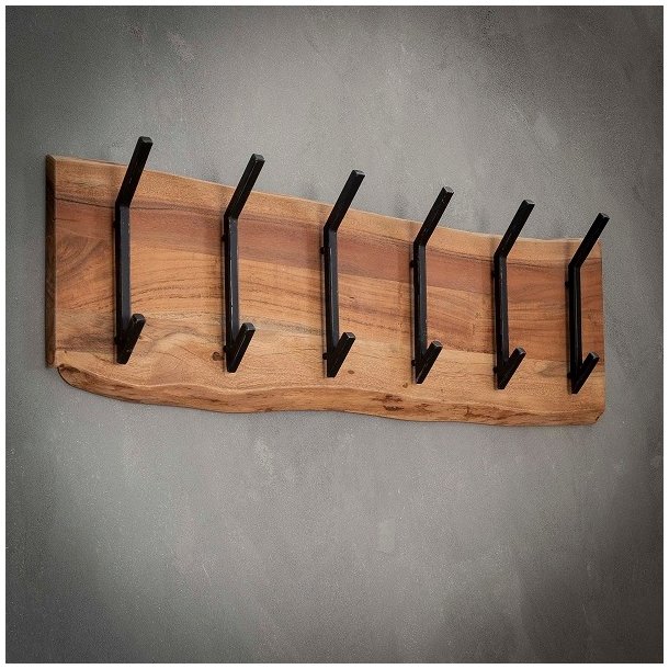 Acara6 - Knagerkke i massivt akacietr med seks store knager