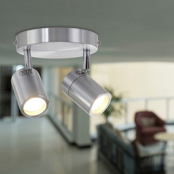 Spot-Up - loftlampe med 2 skrme i metal med to forskellige finish