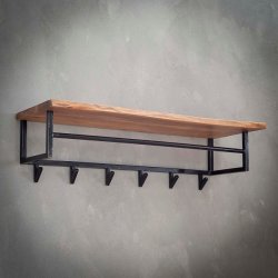 Acai87 - Hattehylde i massivt akacietr med knager