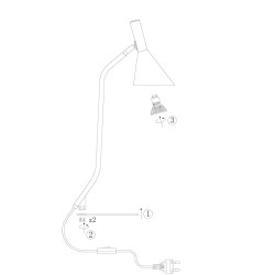 Bush- bordlampe i sort metal