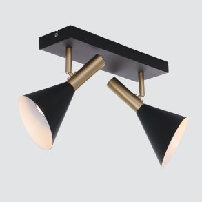 Bush spot i svart metall med 2 spots