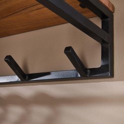 Acai98 - Hattehylde i massivt akacietr med seks knager