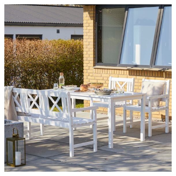 Croix - Havebord i hvid mahogni,  80 x 165 cm.