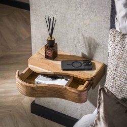 Curvey - Sengebord i massivt akacietr, 2 stk.