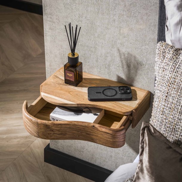 Curvey - Sengebord i massivt akacietr, 2 stk.