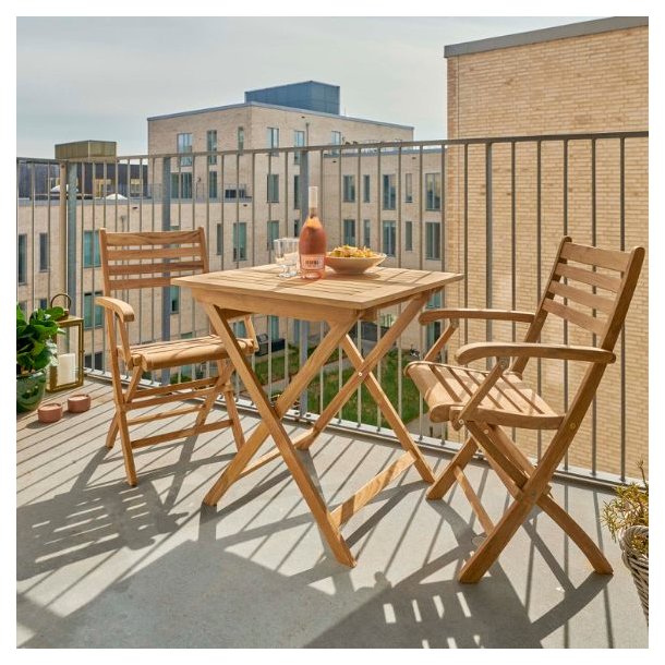 Dales - Spisebord i teaktr, foldbar, 70 x 70 cm.