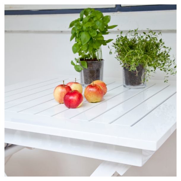 Dales - Spisebord i hvid mahogni, foldbar, 70 x 70 cm.