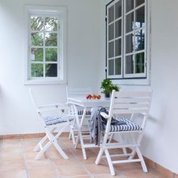 Dales - Spisebord i hvid mahogni, foldbar, 70 x 70 cm.